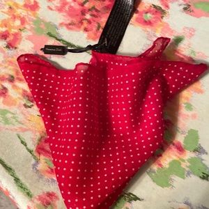 Italian made massimo dutti pocket square red with white dots